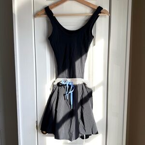 NWT OFFLINE by Aerie Black Ribbed Open Back Dress with Shorts & Shelf Bra